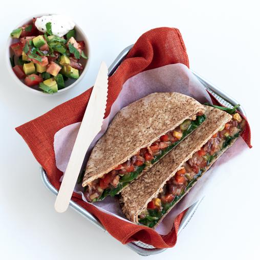 Bean-and-cheese-quesadilla-with-tomato-salsa