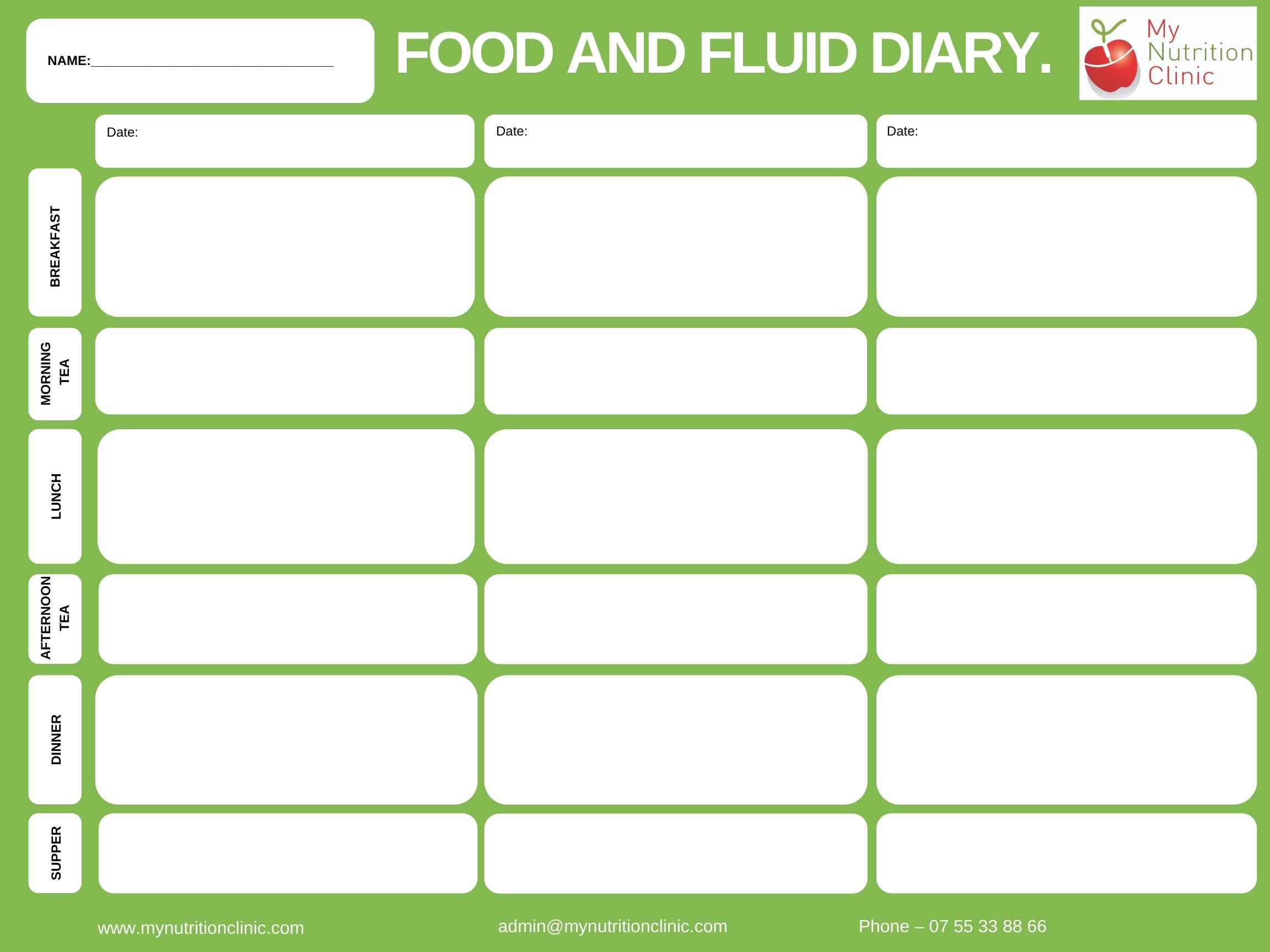 Food and fluid diary